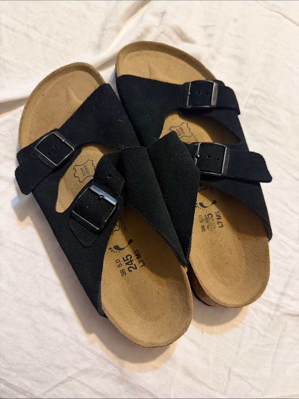 Black Double-Buckle Comfort Sandals